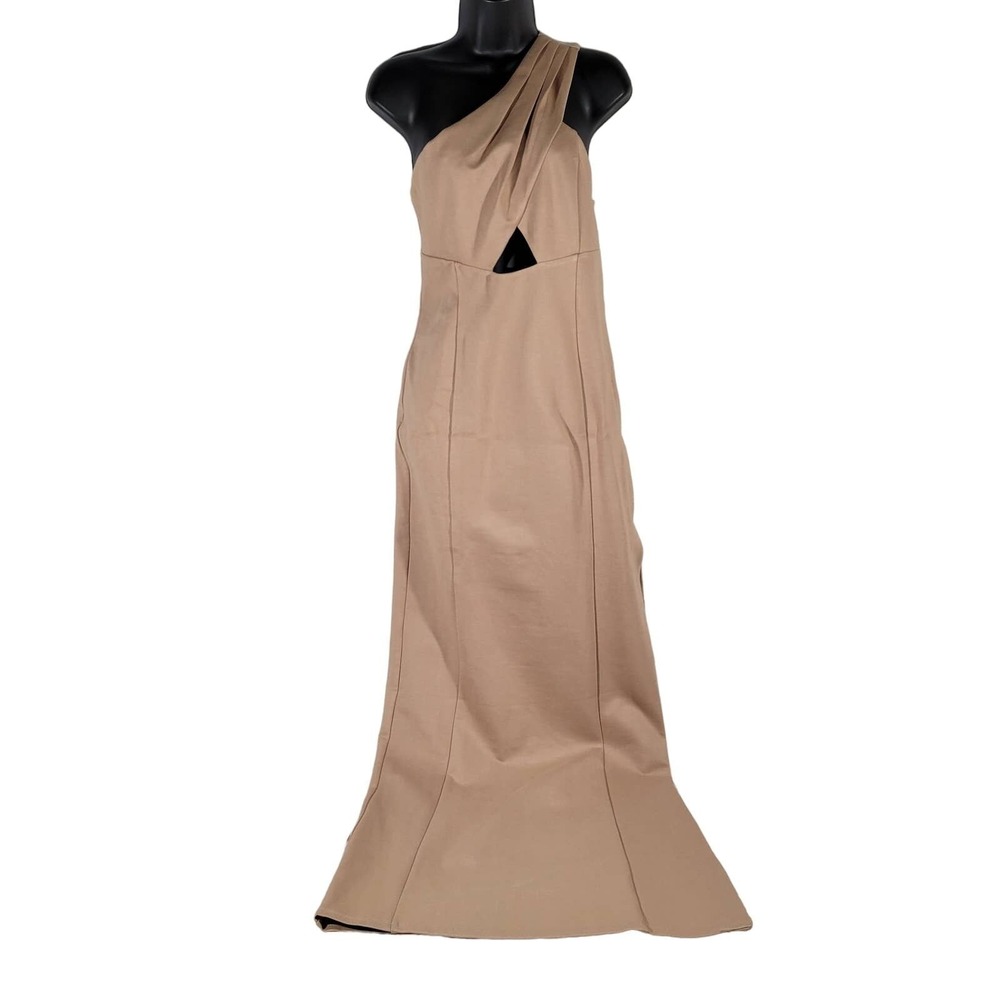 LOVERS + FRIENDS Womens Tan One Shoulder Cutout Maxi Dress Size M‎